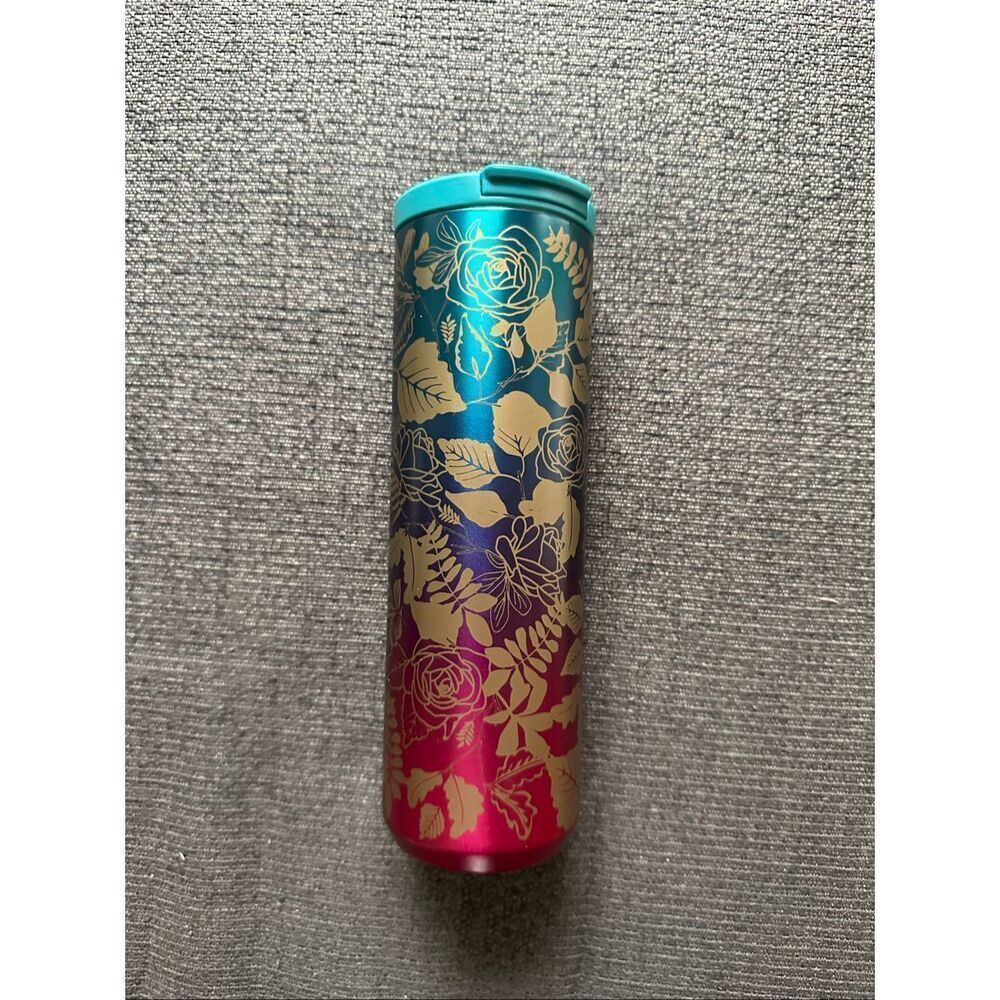 Starbucks Fall 202 Teal Berry Rose Insulated Stainless Steel Tumbler - Picture 2 of 6